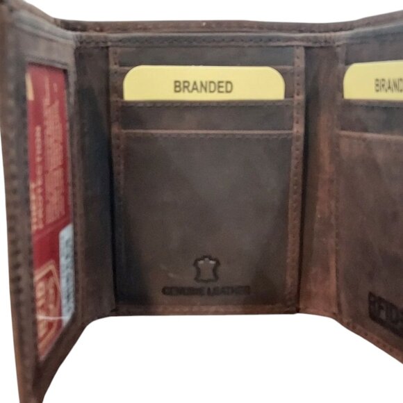 Men's Genuine Leather Wallet Tri-fold with RFID - Picture 5 of 6